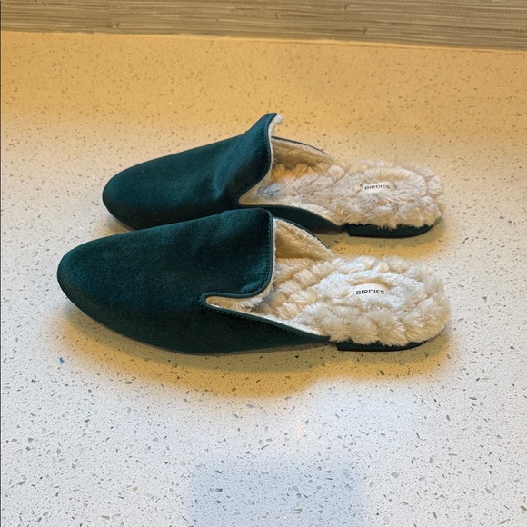 Birdies emerald green velvet phoebe mules with Plush Lining - Picture 3 of 5